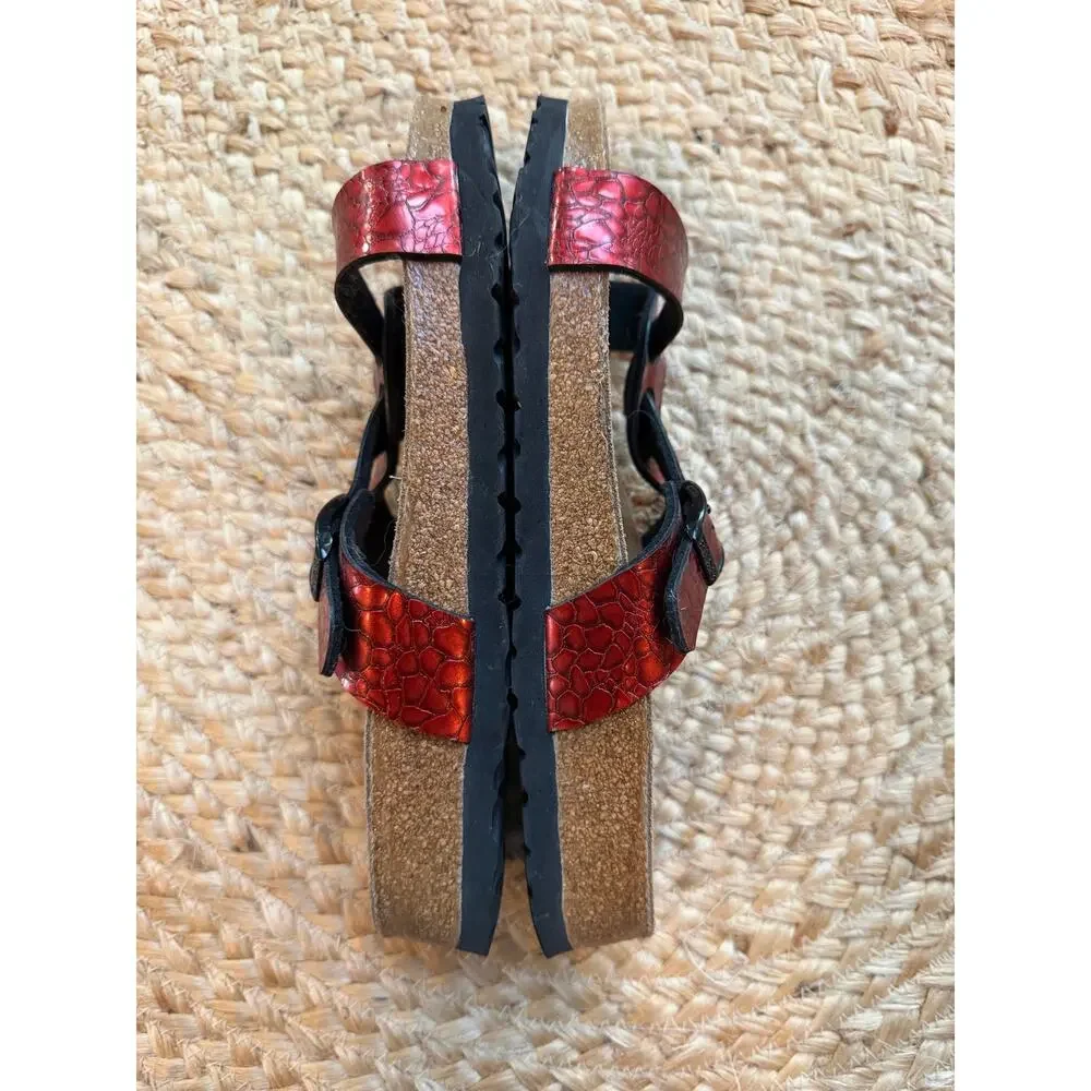 Birkenstock Sylt Sandals – Metallic Red Snake Size EU 39 / US W 8-8.5 Narrow